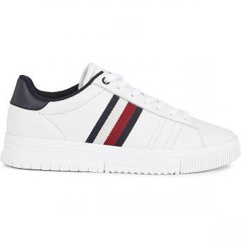 Tommy Hilfiger Elevated White Leather Sneakers with Logo - EU44/US11