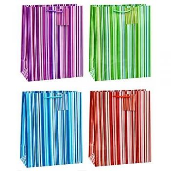 TSI - Bolsas de regalo (4 modelos 12 unidades) diseños de líneas de colores