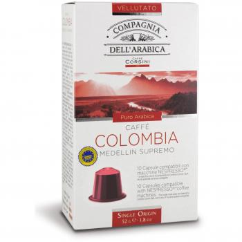COMPAGNIA DELL'ARABICA CAFE COLOMBIA MEDELLÍN SUPREMO 10 CÁPSULAS COMPOSTABLES. COMPATIBLE CON MÁQUINAS NESPRESSO