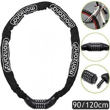 Candado para bicicleta 120 cm con cadena robusta de 6 mm y código de 5 dígitos