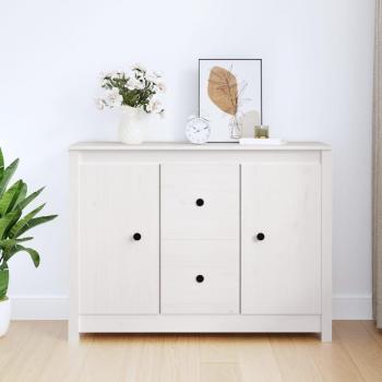 Aparador blanco de madera maciza de pino 100x35x74 cm