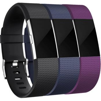 HUMENN Compatible con Fitbit Charge 2 Correa, Edición Especial Deportes Recambio de Pulseras Ajustable Accesorios para Fitbit Charge 2 Pequeño #3 Nero+Azul+Ciruela