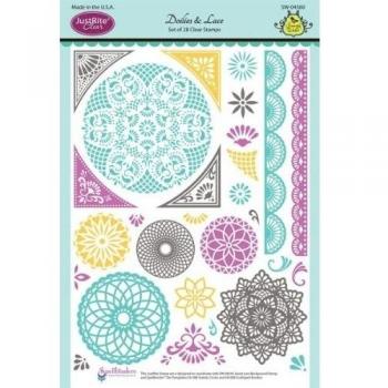JustRite Papercraft Clear Stamp Set 6X8-Doilies & Lace 28pcs