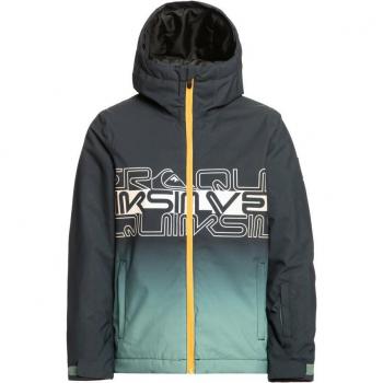 Chaqueta de nieve para niños Quiksilver Mission Engineered negra, verde y amarilla - Talla 10
