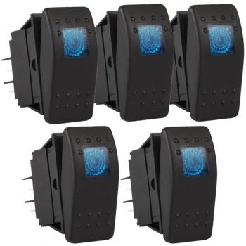 Larcele 5 Piezas 4 Pin LED Rocker interruptor eléctrico QCKG-01