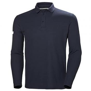 Helly Hansen Men's Crewline Long Sleeve Polo Shirt - Navy Blue - Size S
