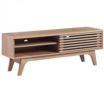 Mueble de TV Toledo - Madera Clara, Estante de Almacenaje y Gestión de Cables Moderna