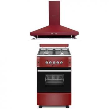 Combo Pack Solthermic Rojo Burdeos Cocina Gas F5S40G2IR + Campana H60P Rojo Burdeos 50 cm Gran Capacidad de Extracción Alta Gama