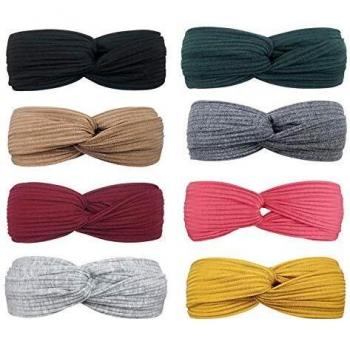 DRESHOW 8 Piezas Diadema para Mujer Boho Diademas Elástico Banda para el Cabello Turbante Banda Accesorio Pelo para Mujer Niñas