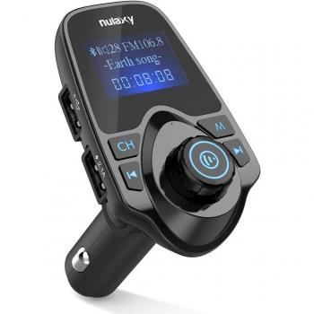 [Upgraded Version]Nulaxy Bluetooth FM Transmisor Manos Libres Car Kit, 1,44 pulgadas de pantalla y doble puerto USB, compatible con MP3 WMA de música en la tarjeta SD y USB Flash Drive