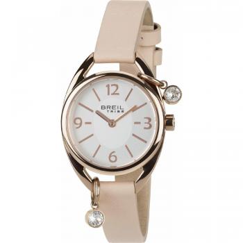 BREIL Ladys' Trap Watch Collection Mono-Colour Silver dial 2 Hands Quartz Movement and Genuine Calf Leather Pink Strap EW0282