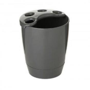 Tatay Alpha Soporte para cepillos de Dientes, Color Gris, poliestireno, Gris, 9 x 8.7 x 16.5 cm