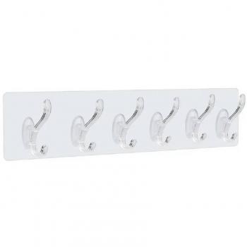 Perchero de Pared Adhesivo Transparente de 6 Filas para Colgar Accesorios