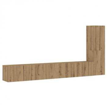 Muebles de TV de pared 3 uds madera ingeniería roble artesanal
