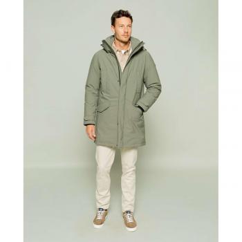Parka Scotta Rainy verde khaki con capucha para hombre