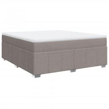 Cama box spring con colchón tela gris taupe 180x200 cm
