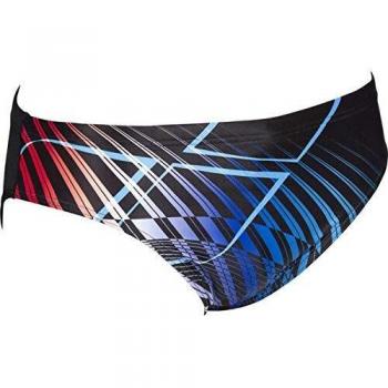 ARENA M Brief Bañador Slip Hombre Optical Waves, Black-Multi, 85