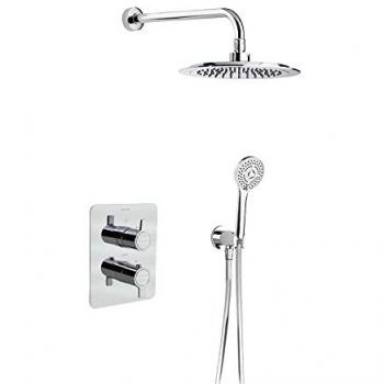 Grifo Termostático Empotrado de 2 Vías Cromado con Accesorios Redondos Serie Blautherm 948712RP240 R.Soler