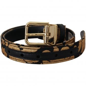 Dolce & Gabbana Multicolor Jacquard Leather Logo Buckle Belt - 75 cm / 30 Inches