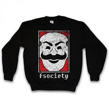 Urban Backwoods Mr. Fsociety Logo Sudadera para Hombre Sweatshirt Pullover Negro Talla L