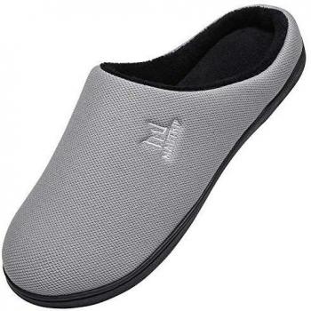 MAIITRIP Zapatillas de Estar por Casa Hombre Espuma de Memoria Pantuflas para Hombre Invierno Cálido Interior Exterior Antideslizante Zapatos Suela de Goma Slippers Gris Negro Tamaño 48 49