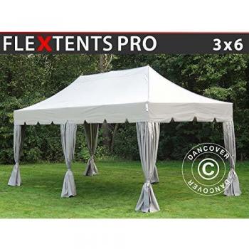 Carpa Plegable Rápida FleXtents Pro 'Pico' 3x6m Impermeable con 6 Cortinas Latte