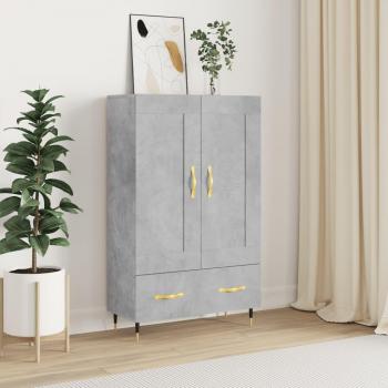 Aparador alto de hormigón gris y madera multicapa 69,5x31x115 cm