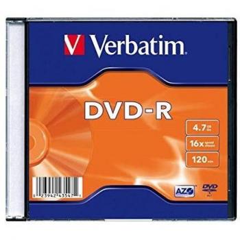 DVD-R Verbatim 4.7GB 16x Matte Silver Caja Slim Unitario