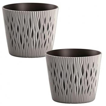 Maceta Redonda de Plástico Gris Sandy - 12x12x11,1 cm - Diseño Elegante