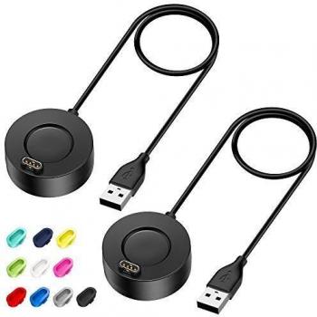 CAVN Cargador Compatible con Garmin Vivoactive 3 /Fenix 6 6S 6X /Fenix 5 5S 5X / Forerunner 935 / Vívoactive 4, 2 Pcs Instinct Cargador USB Cargador Cable, Tapones de Polvo de Silicona
