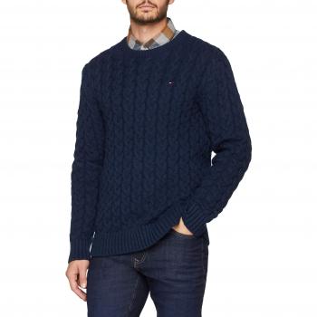 Tommy Jeans Hombre CABLE SWEATER suéter Manga Larga  Azul