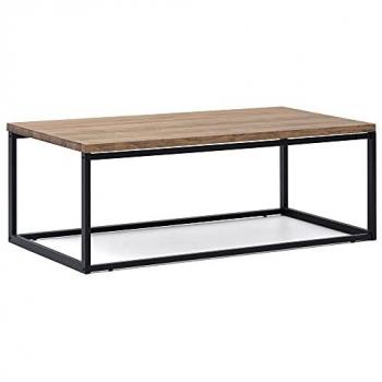 Mesa de Centro iCub U 120x60x43cm Negra en Madera Maciza de Pino con Acabado Vintage Estilo Industrial