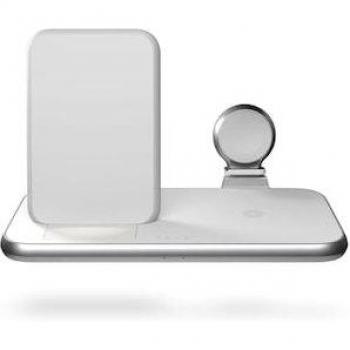 Cargador Inalámbrico 4 en 1 Zens con Soporte para Móvil, Apple Watch y Auriculares - 45W USB-C PD - Blanco
