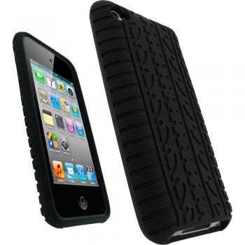 igadgitz U0672 Case Silicona Funda Neumático Compatible con Apple iPod Touch de 4ª Generación - Negro