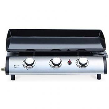 Plancha de gas Porthos de 3 quemadores, 75 kW, acero inoxidable esmaltado, color negro, dimensiones 65x45x25.5 cm
