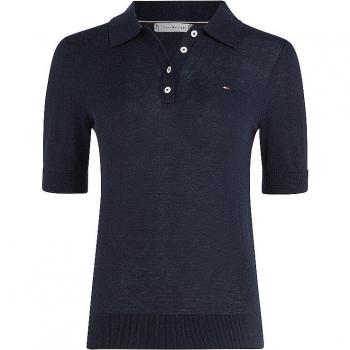 Tommy Hilfiger Women's Solid Blue Cotton Polo Shirt Size S