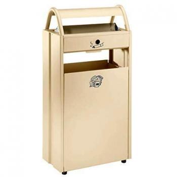 Recipiente de basura con cenicero y techo protector VAR, 60 L, color marfil RAL 1015