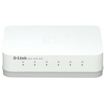 D-Link GO-SW-5G 5-Port Unmanaged Gigabit Desktop Switch, Internet Splitter, Fanless, Plug and Play - White