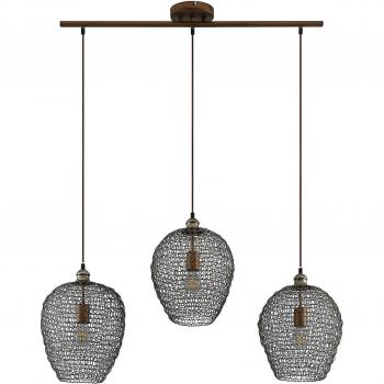 Lámpara colgante Lindby Benja, 3 luces, latón, vintage, dorado, hecha de metal, para salón y comedor (E27)