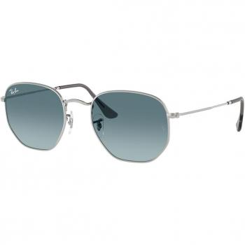 Ray-Ban RB3548N Hexagonal 003/3M Anteojos de Sol para Hombre Plateadas con lentes plateados, diseño hexagonal y tamaño de 51mm