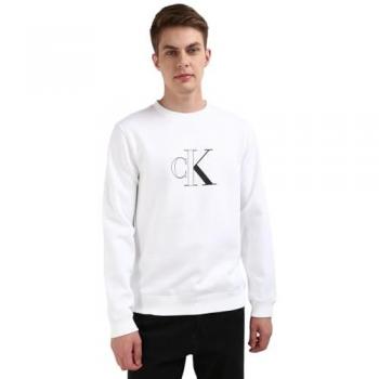 Calvin Klein Men's Outline Logo Fleece Sweatshirt - White - Size 2XL