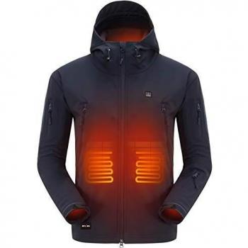 DEWBU Chaqueta Calefactable con 7.4v Batería Softsell Impermeable Invierno para Actividades al Aire Libre