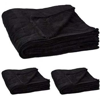 Mantas Sofá Cama XXL de Forro Polar - 3 Piezas, Poliéster, 200 x 220 cm, Lavables hasta 30º, Suaves, Color Negro