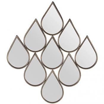 Espejo de pared dorado de metal y cristal 65 x 2,5 x 72,5 cm con diseño de gotas múltiples