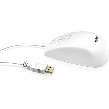 Ratón USB Ambidextro Impermeable IP68 de Silicona con Sensor Táctil Blanco KSM-5030M-W