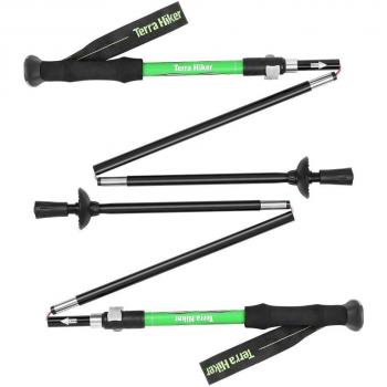 Bastón de Trekking Plegable Terra Hiker, Ultra Ligero, Plegable Y Ajustable, Perfecto Para Practicar Senderismo, Caminar, Viajar, Viajes de Mochilero