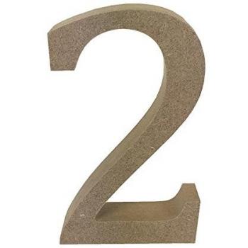 Trimcraft Serif Número 2 MDF suave, forma en blanco, acrílico, multicolor, 5 piezas
