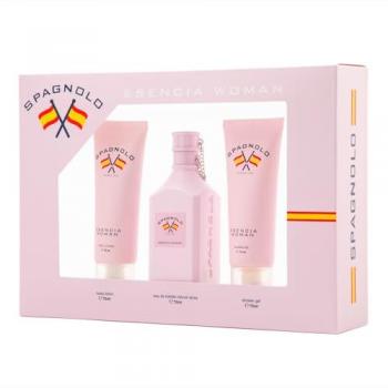 SPAGNOLO ESENCIA WOMAN ESTUCHE COLONIA 75 ml + Gel de Baño 75 ml + Crema Corporal 75 ml, Eau de Toilette Natural y Femenina, Aroma Floral Afrutado,