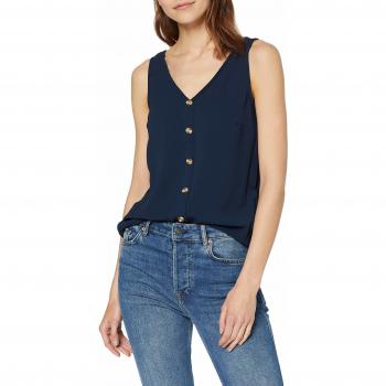 Vero Moda NOS Vmsasha S/l Button Top Noos Camiseta sin Mangas Azul Navy Blazer, 40