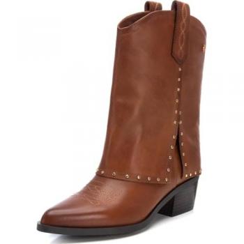 Botas de mujer de piel estilo cowboy con tacón bajo marrón Carmela 16196103-39